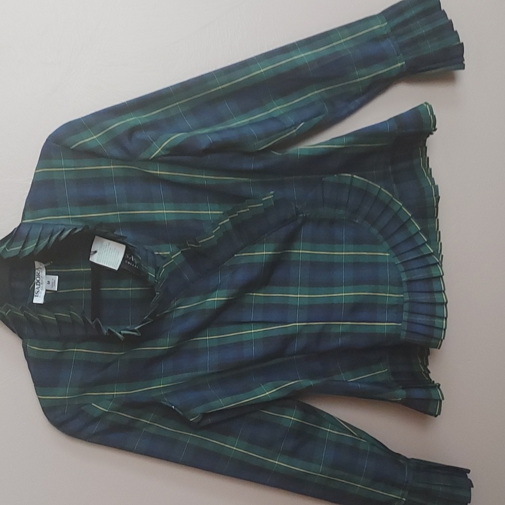 Plaid Ruffle Shirt.  New with Tags